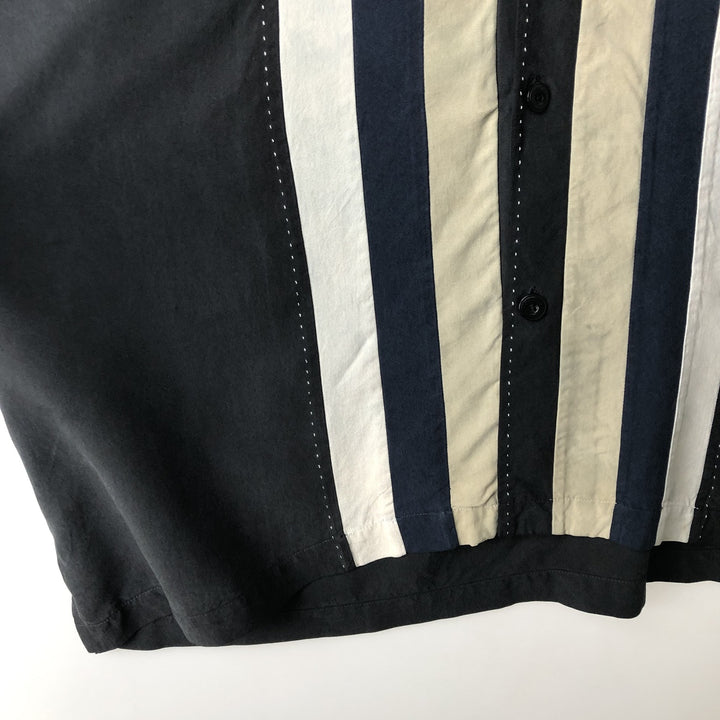 Nat Nast Open Collar Short Sleeve Two-Tone Shirt Box Shirt Men's XL Equivalent silk black type Vintage Second Hand