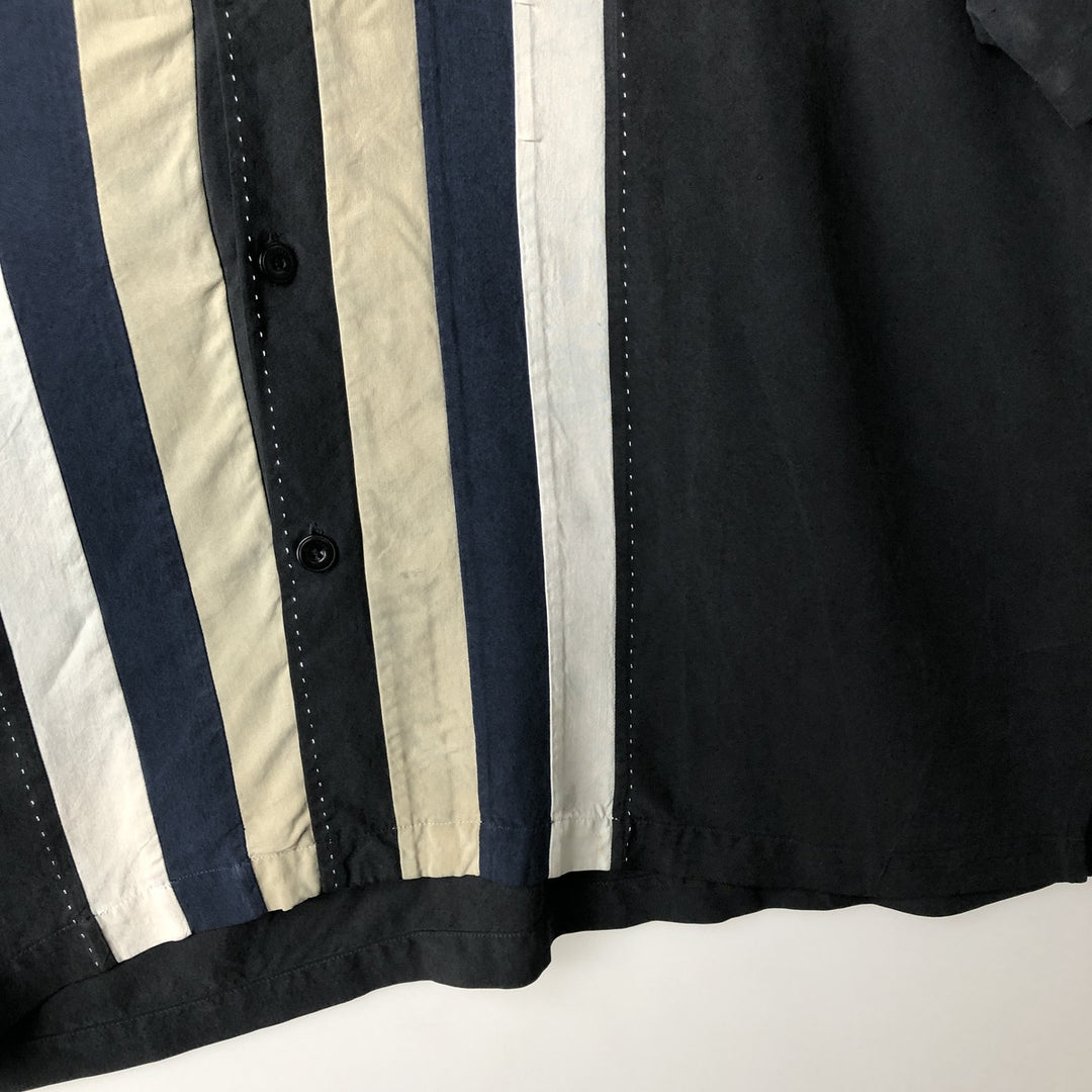 Nat Nast Open Collar Short Sleeve Two-Tone Shirt Box Shirt Men's XL Equivalent silk black type Vintage Second Hand