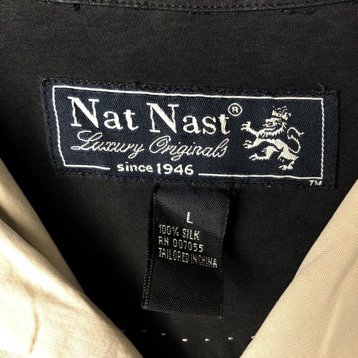 90'S Nat Nast Open Collar Short Sleeve Two-Tone Shirt Box Shirt Men's Size L (Equivalent) Vintage silk black type Vintage Second Hand