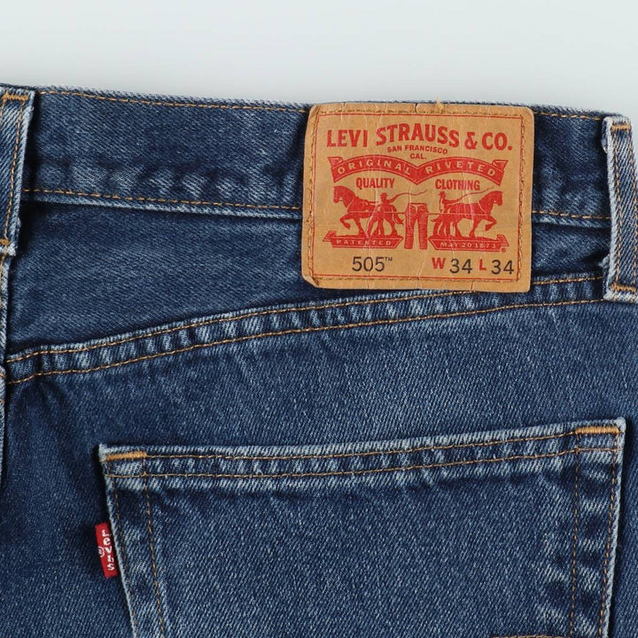 Levi's 505-0216 Straight Denim Pants, Men's Size W34 (approx.) cotton blue type Vintage Second Hand