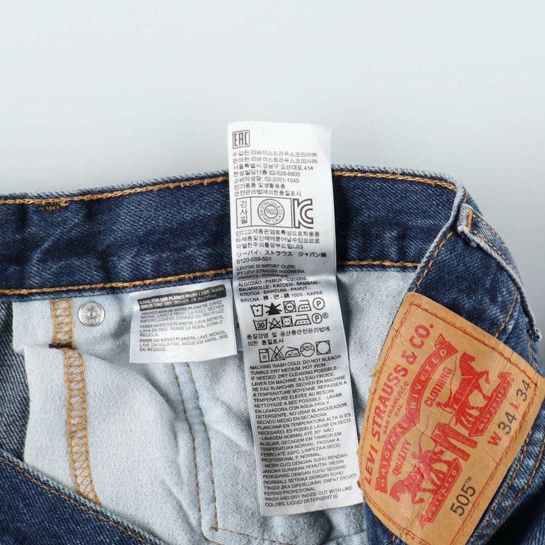 Levi's 505-0216 Straight Denim Pants, Men's Size W34 (approx.) cotton blue type Vintage Second Hand