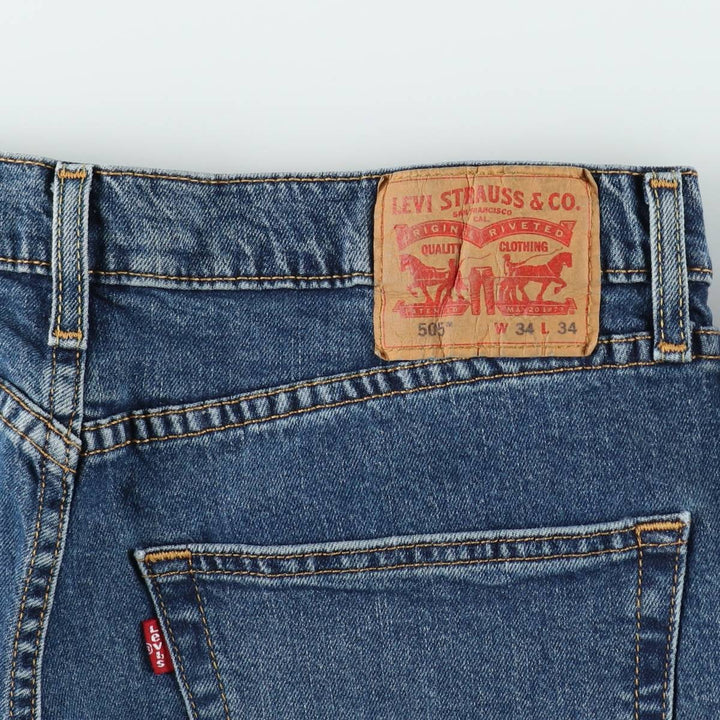 Levi's 505 tapered denim pants for men, size W34 cotton blue type Vintage Second Hand