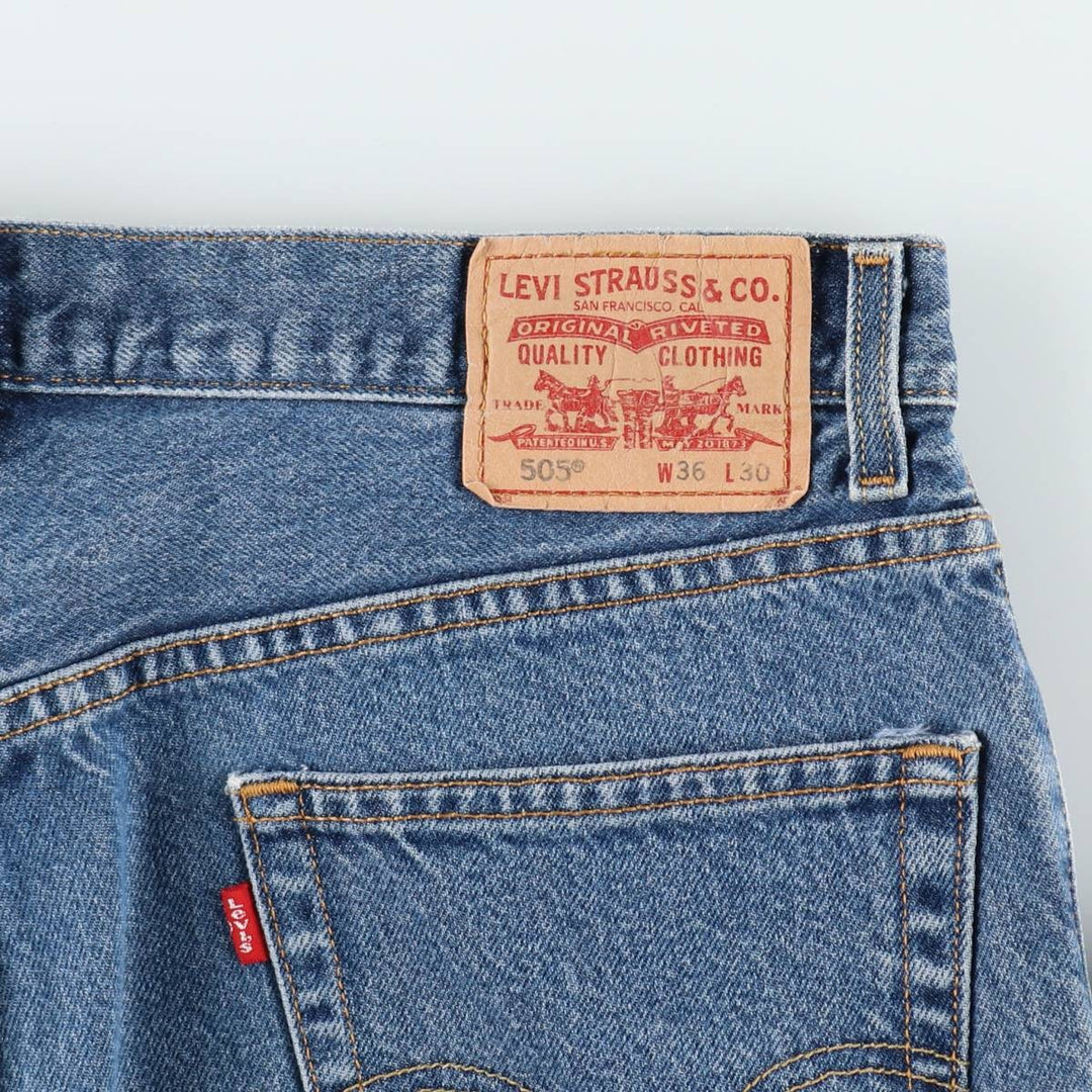 00'S Levi's 505 REGULAR FIT tapered denim pants for men, size w35 cotton blue type Vintage Second Hand