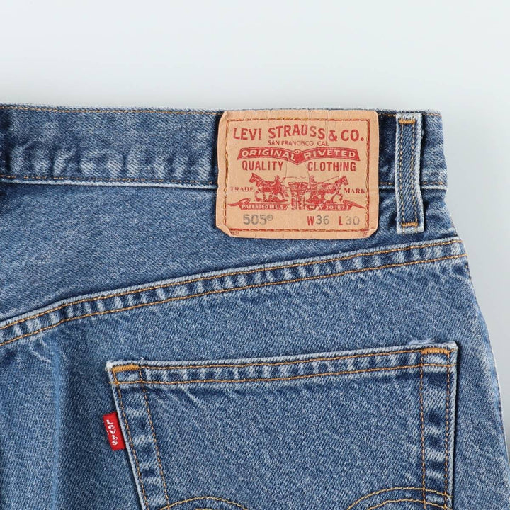 00'S Levi's 505 REGULAR FIT tapered denim pants for men, size w35 cotton blue type Vintage Second Hand