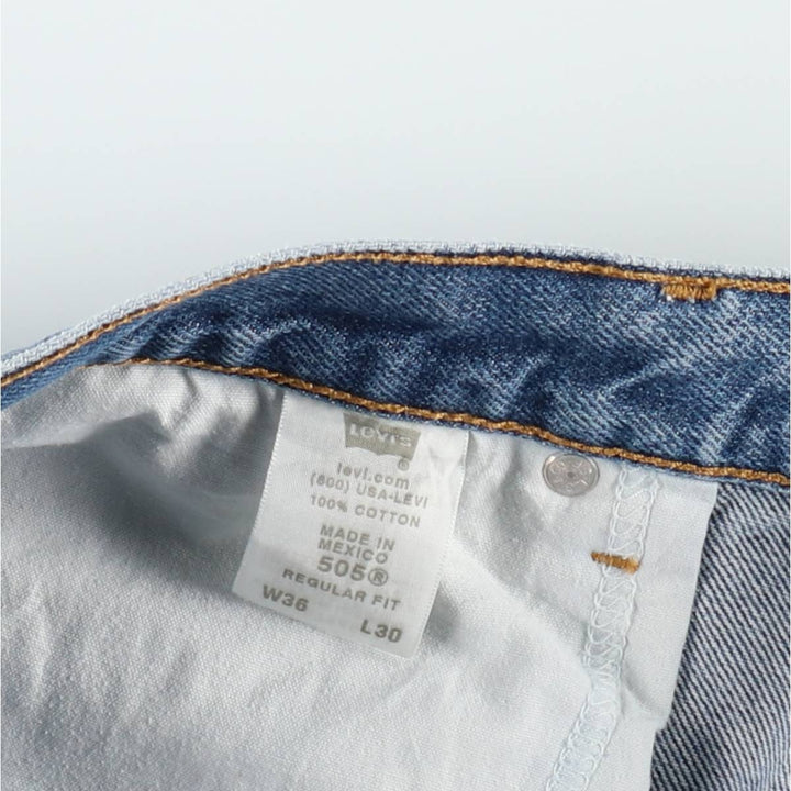 00'S Levi's 505 REGULAR FIT tapered denim pants for men, size w35 cotton blue type Vintage Second Hand