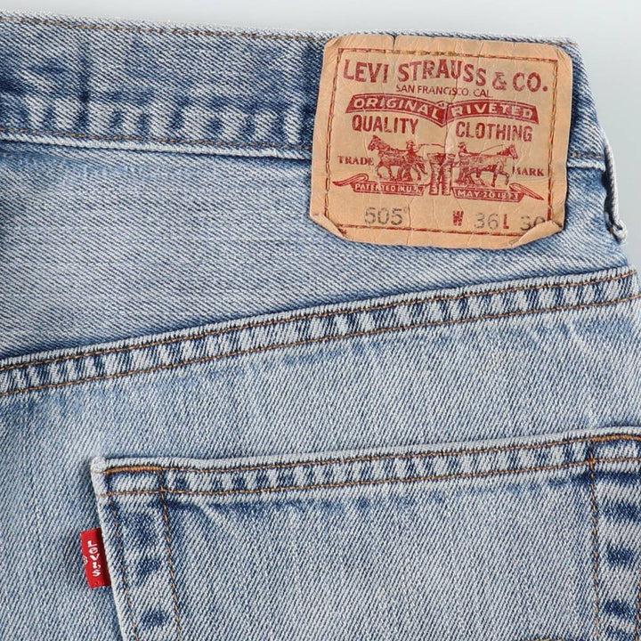 00'S Levi's 505 REGULAR FIT tapered denim pants for men, size w34 cotton blue type Vintage Second Hand