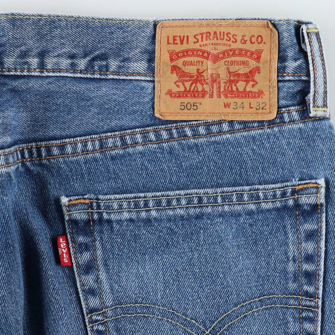 Levi's 505 tapered denim pants for men, size w36 cotton blue type Vintage Second Hand