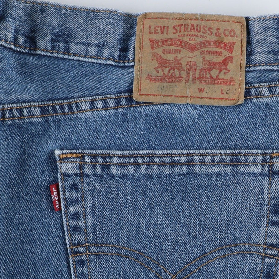 Levi's 505 tapered denim pants for men, size w36 cotton blue type Vintage Second Hand