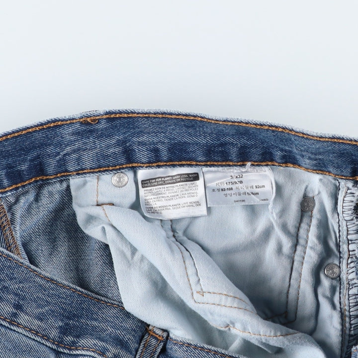 Levi's 505 tapered denim pants for men, equivalent to w35 unclear blue type Vintage Second Hand
