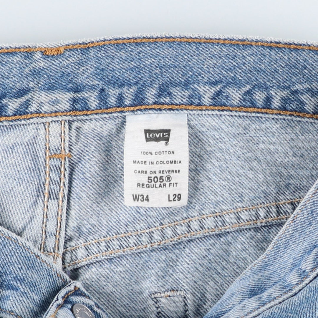 00'S Levi's 505 REGULAR FIT tapered denim pants for men, size w34 cotton blue type Vintage Second Hand