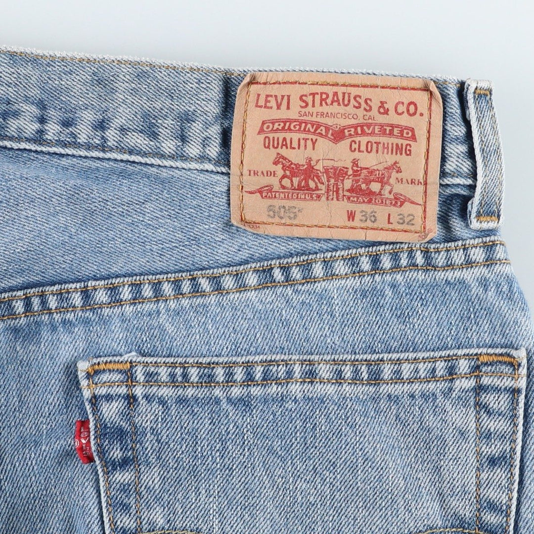 00'S Levi's 505 REGULAR FIT tapered denim pants for men, size w35 cotton Blue type light blue Vintage Second Hand