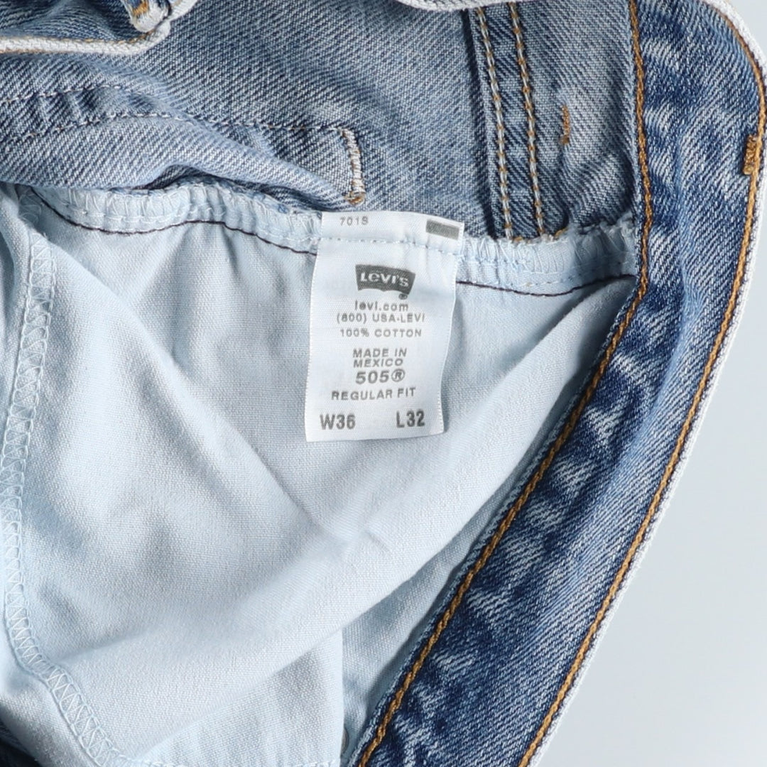 00'S Levi's 505 REGULAR FIT tapered denim pants for men, size w35 cotton Blue type light blue Vintage Second Hand