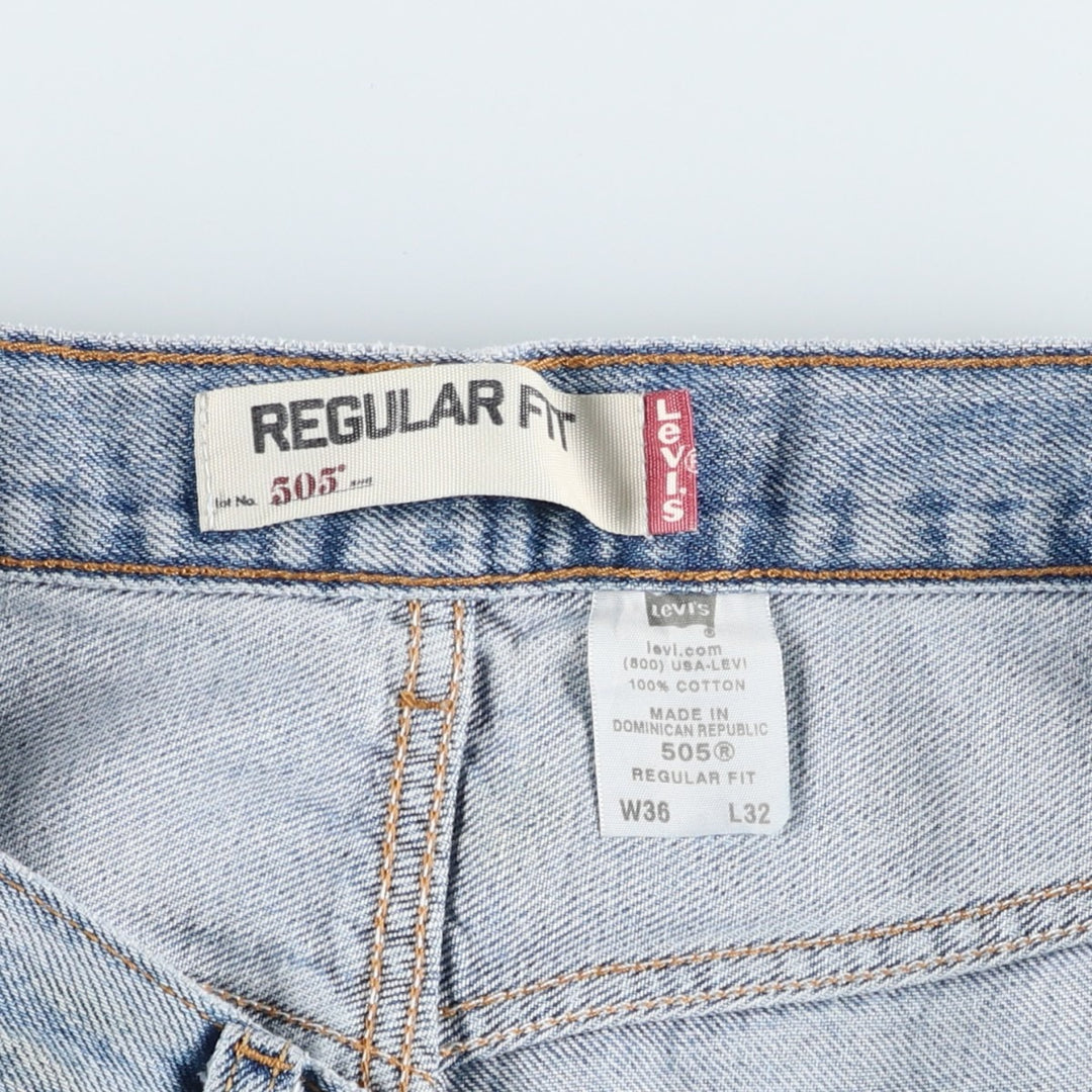 00'S Levi's 505 REGULAR FIT tapered denim pants for men, size w35 cotton Blue type light blue Vintage Second Hand
