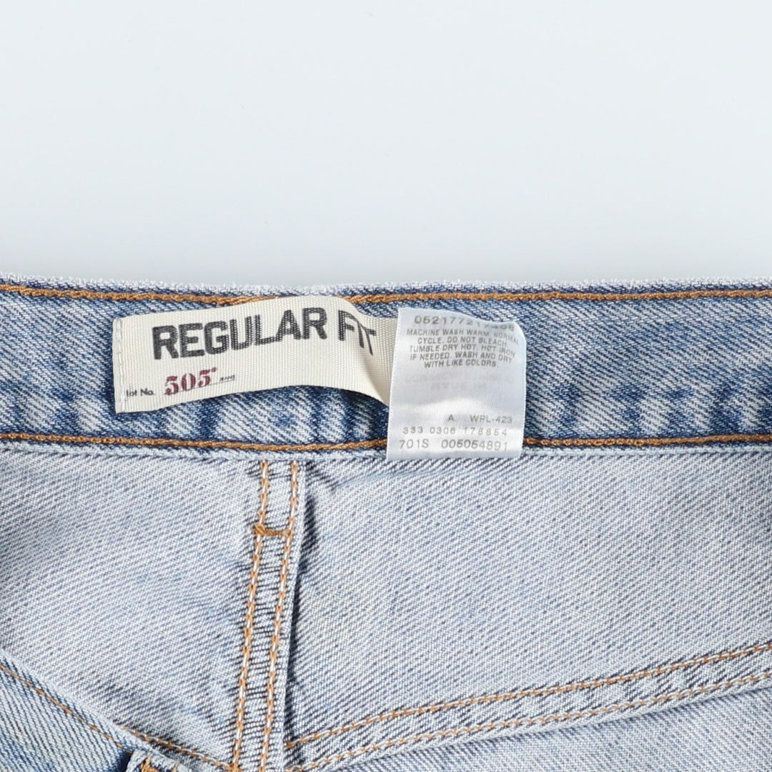 00'S Levi's 505 REGULAR FIT tapered denim pants for men, size w35 cotton Blue type light blue Vintage Second Hand