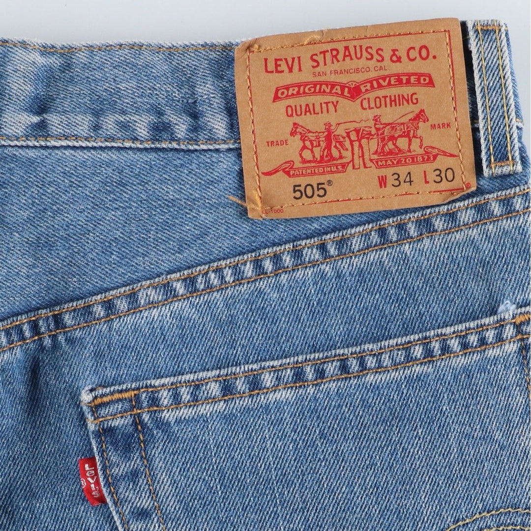 00'S Levi's 505 REGULAR FIT tapered denim pants for men, size w33 cotton blue type Vintage Second Hand