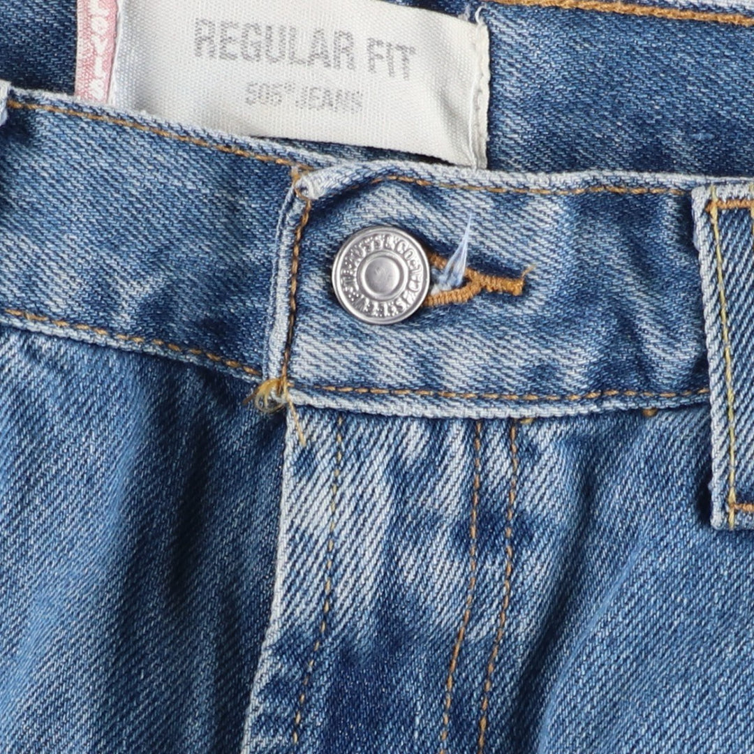 00'S Levi's 505 REGULAR FIT tapered denim pants for men, size w33 cotton blue type Vintage Second Hand