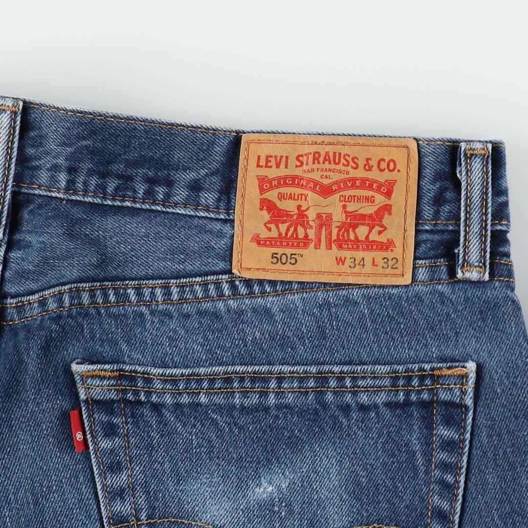 Levi's 505 Tapered Denim Pants, Men's W35 (approx.), Zipper Fly cotton blue type Vintage Second Hand