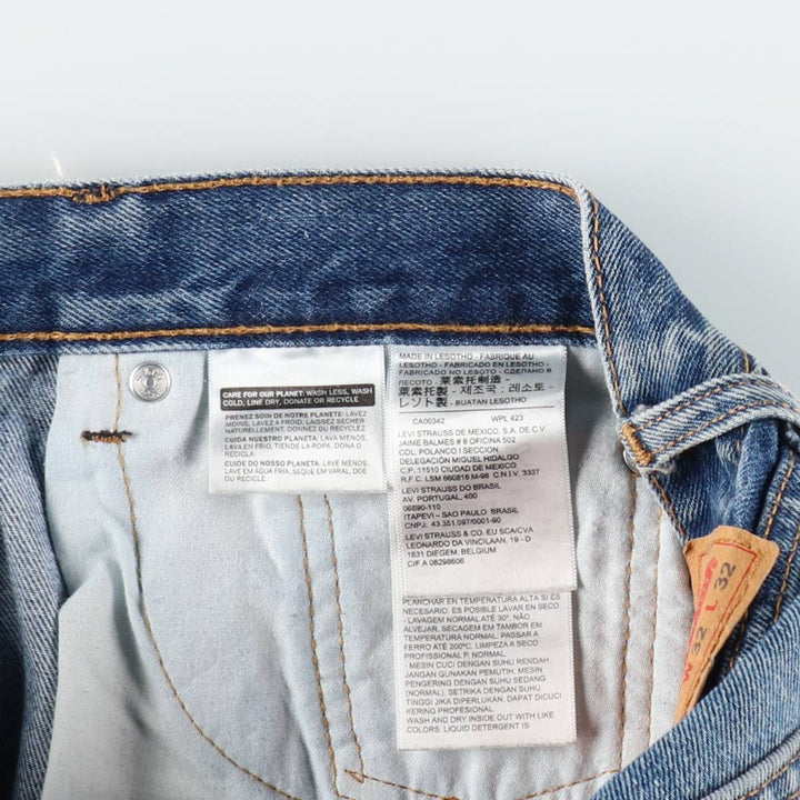 Levi's 505 tapered denim pants for men, size W33 cotton blue type Vintage Second Hand