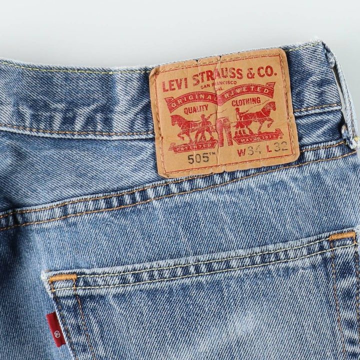 Levi's 505 tapered denim pants for men, size W34 cotton blue type Vintage Second Hand