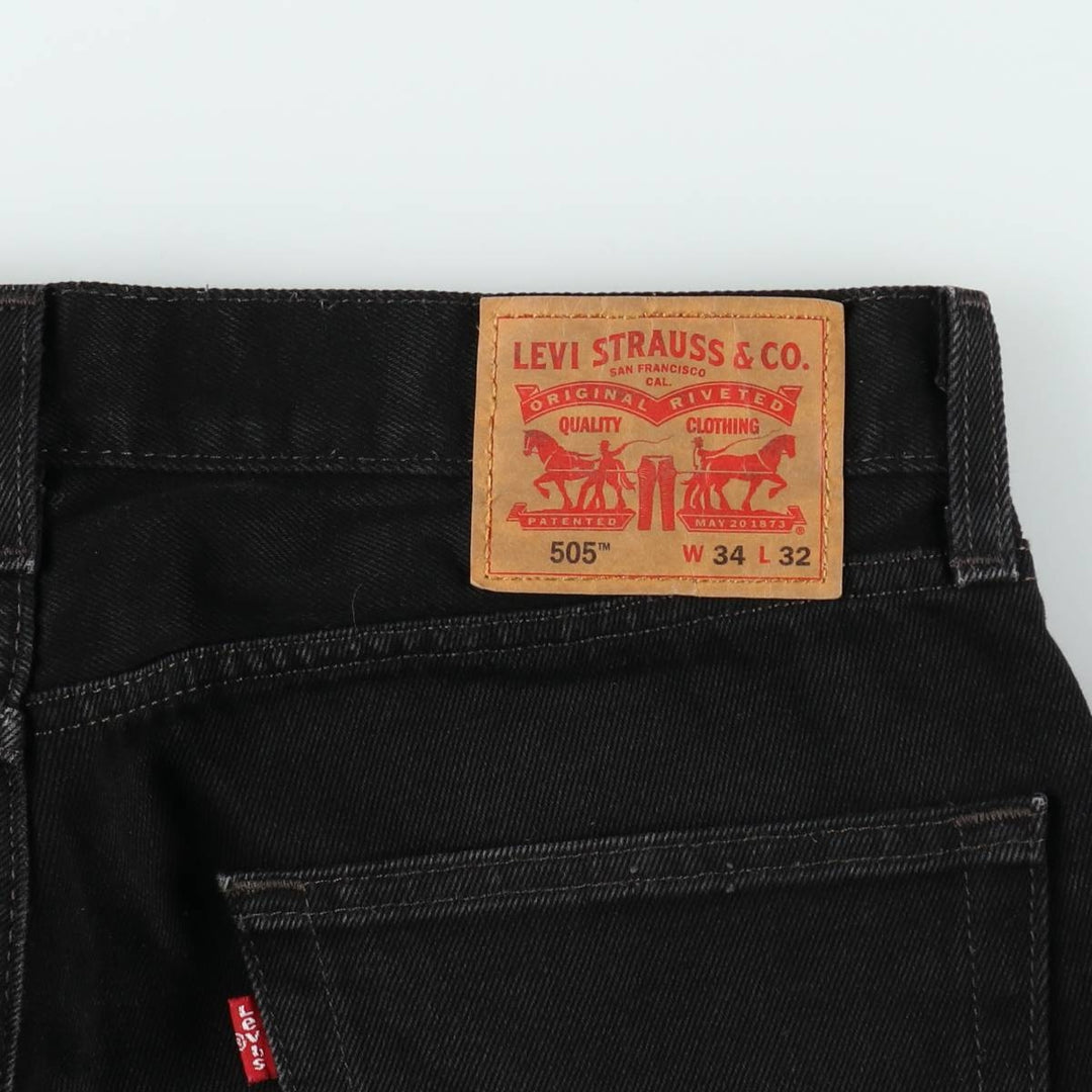Levi's 505 REGULAR FIT Black Denim Tapered Denim Pants Men's W34 cotton black type Vintage Second Hand