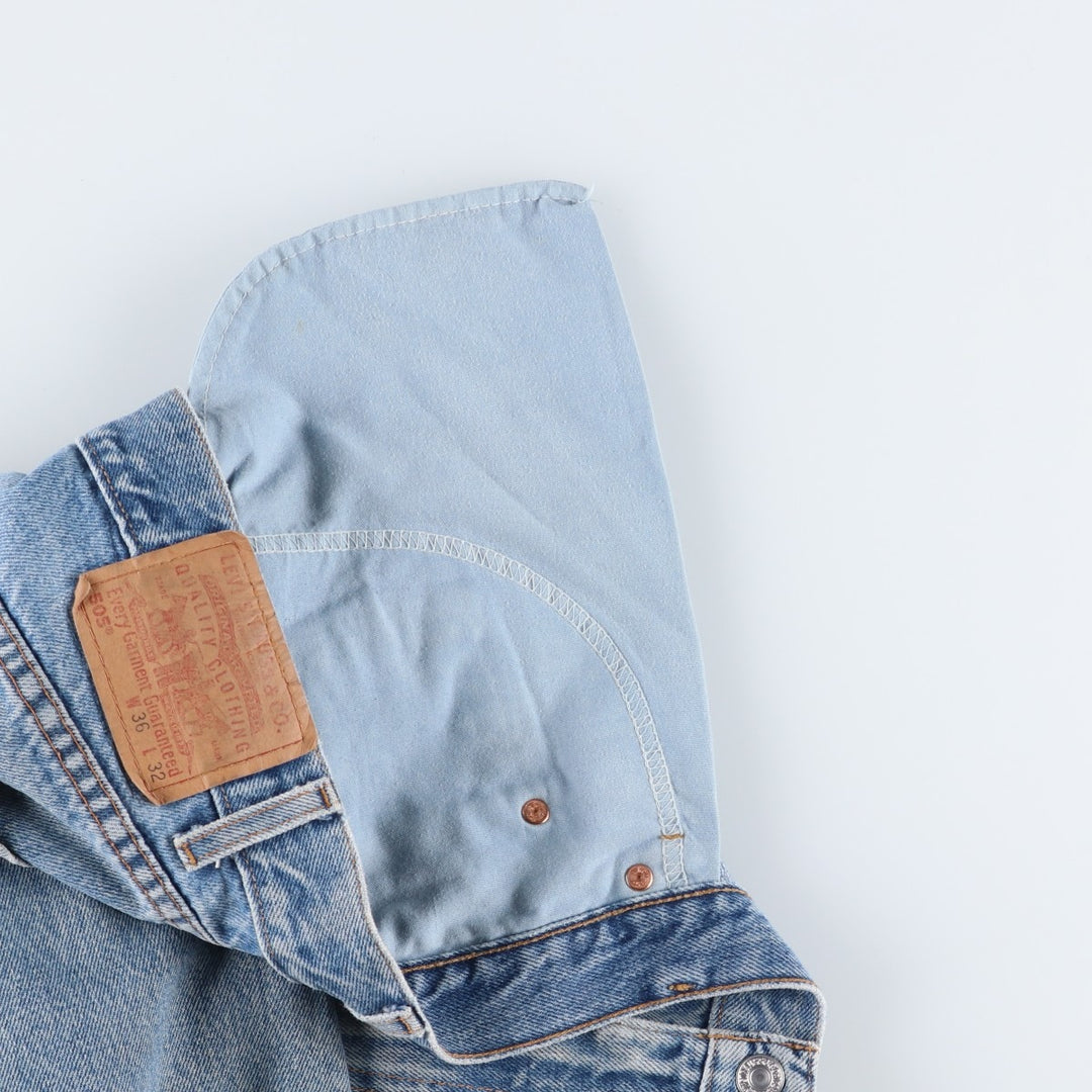 00'S Levi's 505 REGULAR FIT STRAIGHT LEG tapered denim pants for men, size w35 cotton blue type Vintage Second Hand