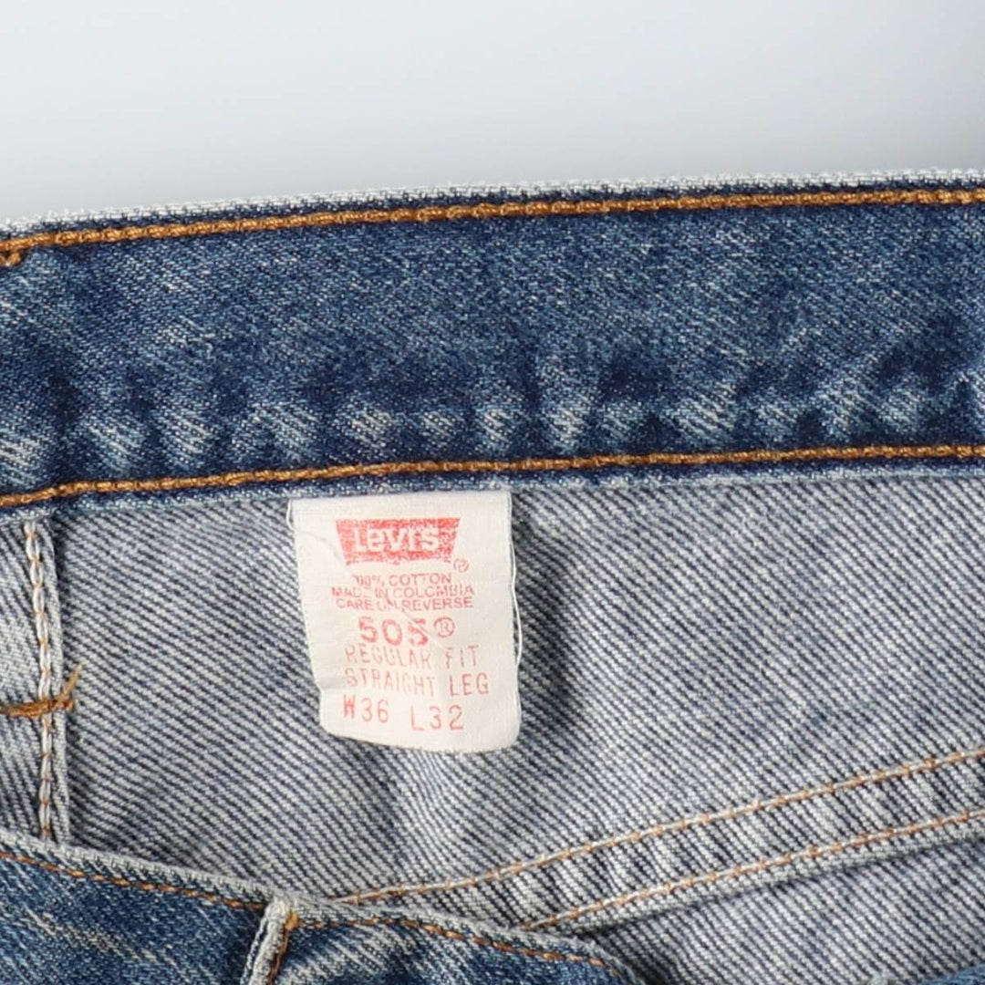 90'S Levi's 505 REGULAR FIT STRAIGHT LEG tapered denim pants for men, size w36, vintage cotton blue type Vintage Second Hand