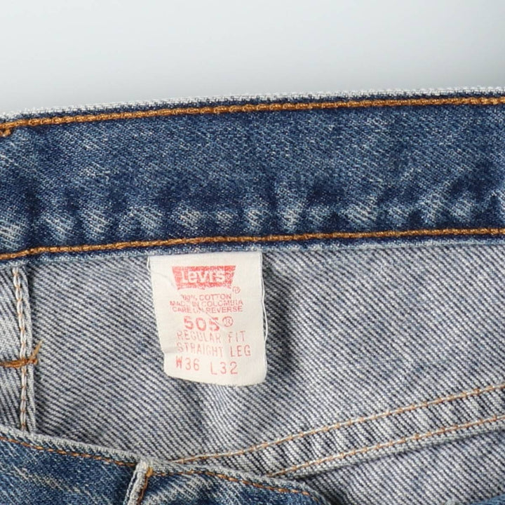 90'S Levi's 505 REGULAR FIT STRAIGHT LEG tapered denim pants for men, size w36, vintage cotton blue type Vintage Second Hand