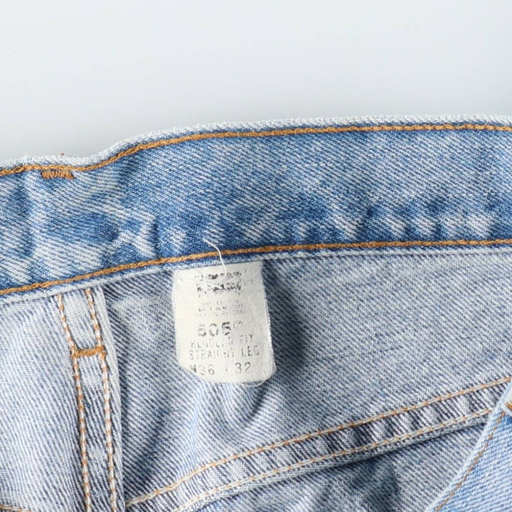 00'S Levi's 505 REGULAR FIT STRAIGHT LEG tapered denim pants for men, size w34 cotton Blue type light blue Vintage Second Hand
