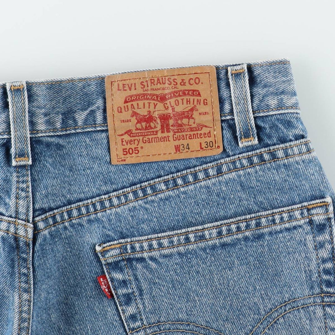 00'S Levi's 505 REGULAR FIT STRAIGHT LEG tapered denim pants for men, size w34 cotton blue type Vintage Second Hand