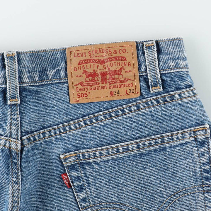 00'S Levi's 505 REGULAR FIT STRAIGHT LEG tapered denim pants for men, size w34 cotton blue type Vintage Second Hand