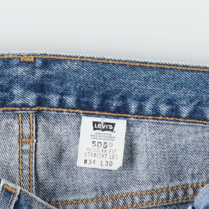 00'S Levi's 505 REGULAR FIT STRAIGHT LEG tapered denim pants for men, size w34 cotton blue type Vintage Second Hand