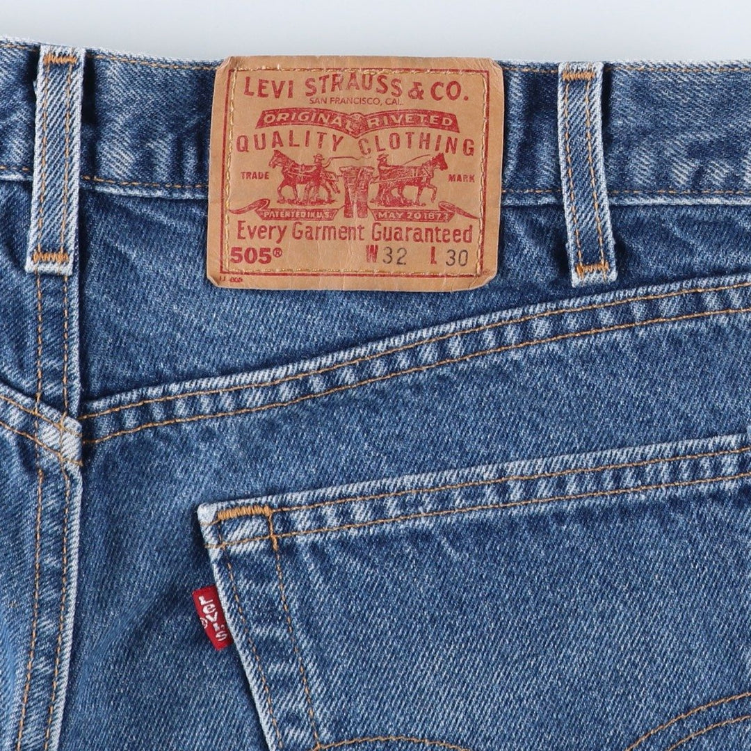 00'S Levi's 505 REGULAR FIT STRAIGHT LEG tapered denim pants made in USA, men's size w32 cotton blue type Vintage Second Hand