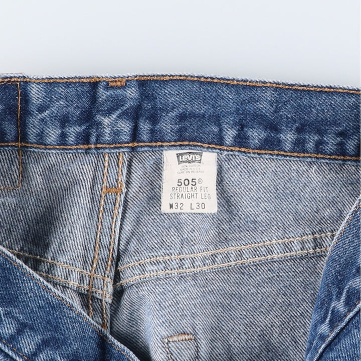 00'S Levi's 505 REGULAR FIT STRAIGHT LEG tapered denim pants made in USA, men's size w32 cotton blue type Vintage Second Hand