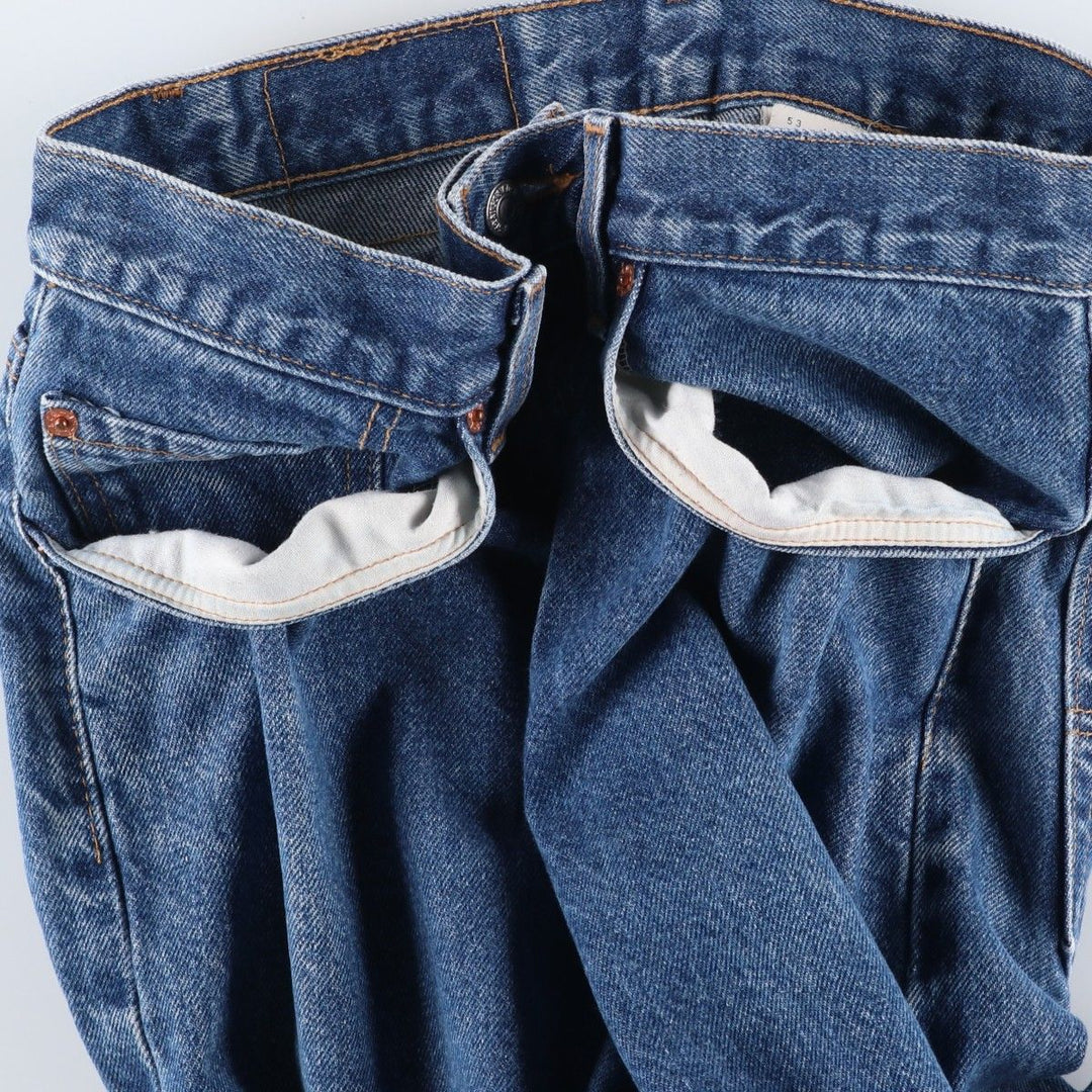 00'S Levi's 505 REGULAR FIT STRAIGHT LEG tapered denim pants made in USA, men's size w32 cotton blue type Vintage Second Hand