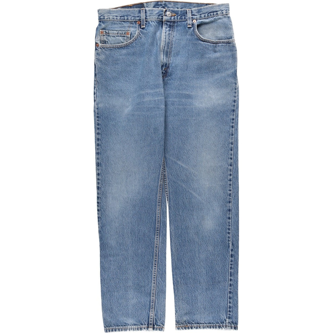 00'S Levi's 505 REGULAR FIT STRAIGHT LEG tapered denim pants made in USA, men's size w34 cotton blue type Vintage Second Hand