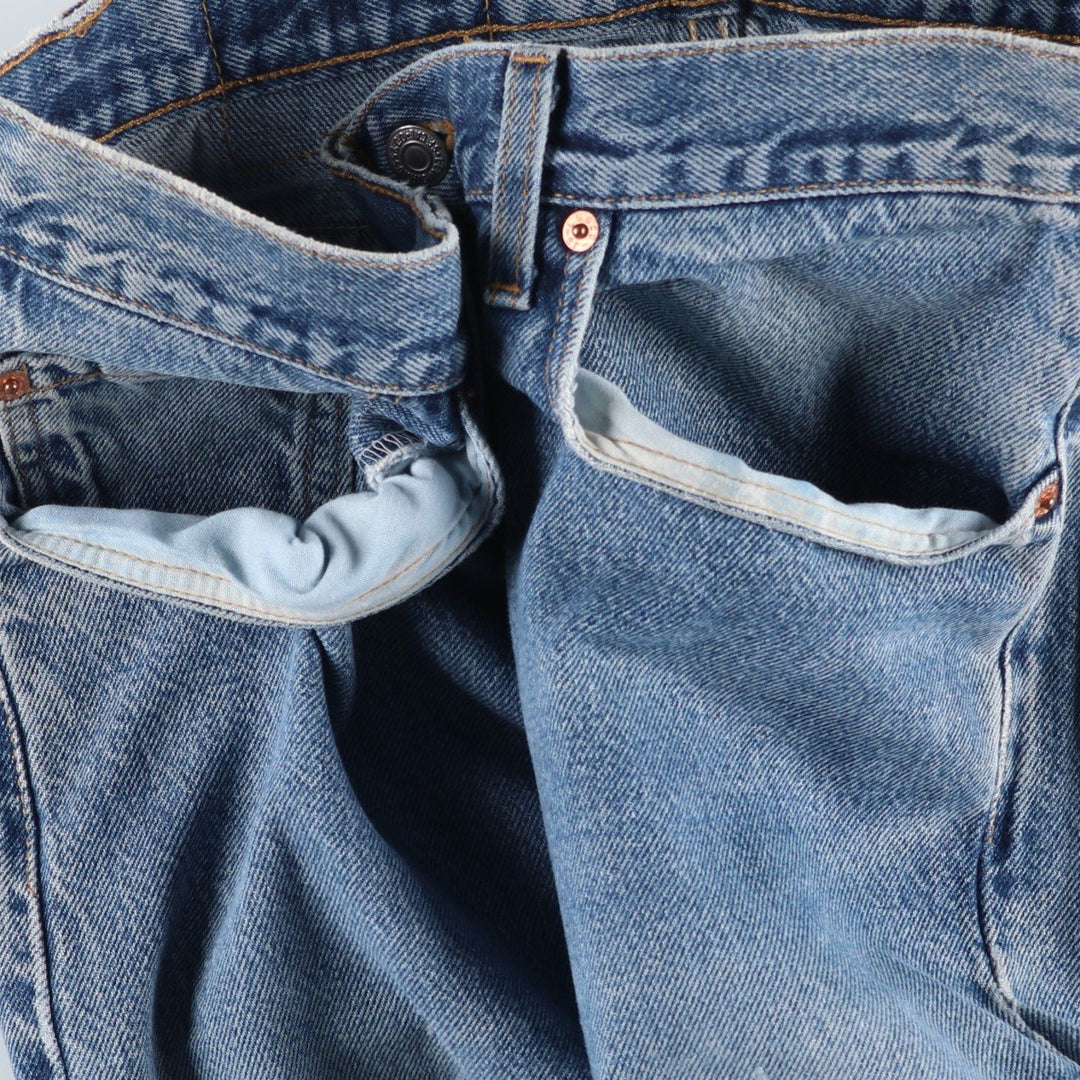 00'S Levi's 505 REGULAR FIT STRAIGHT LEG tapered denim pants made in USA, men's size w34 cotton blue type Vintage Second Hand
