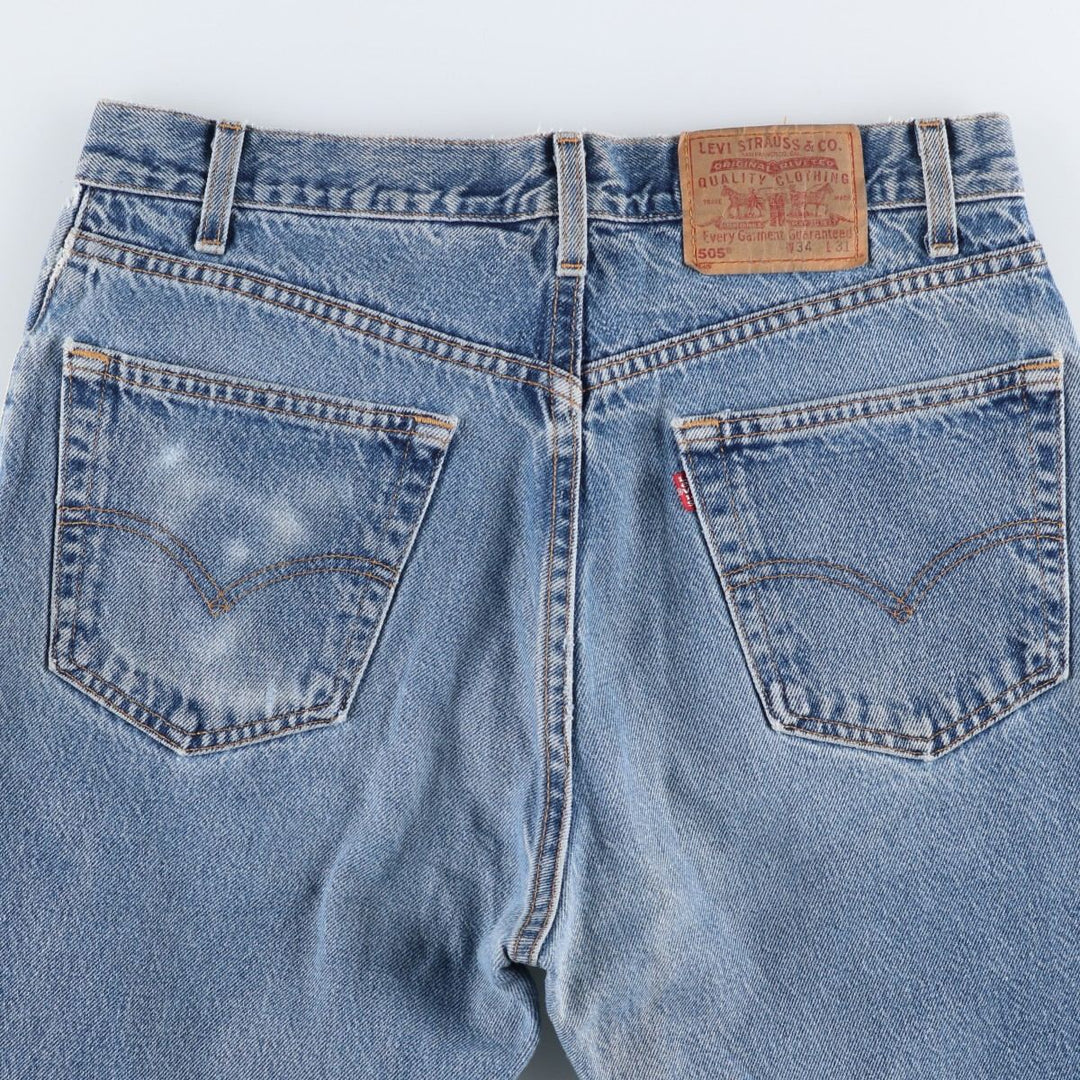 00'S Levi's 505 REGULAR FIT STRAIGHT LEG tapered denim pants made in USA, men's size w34 cotton blue type Vintage Second Hand