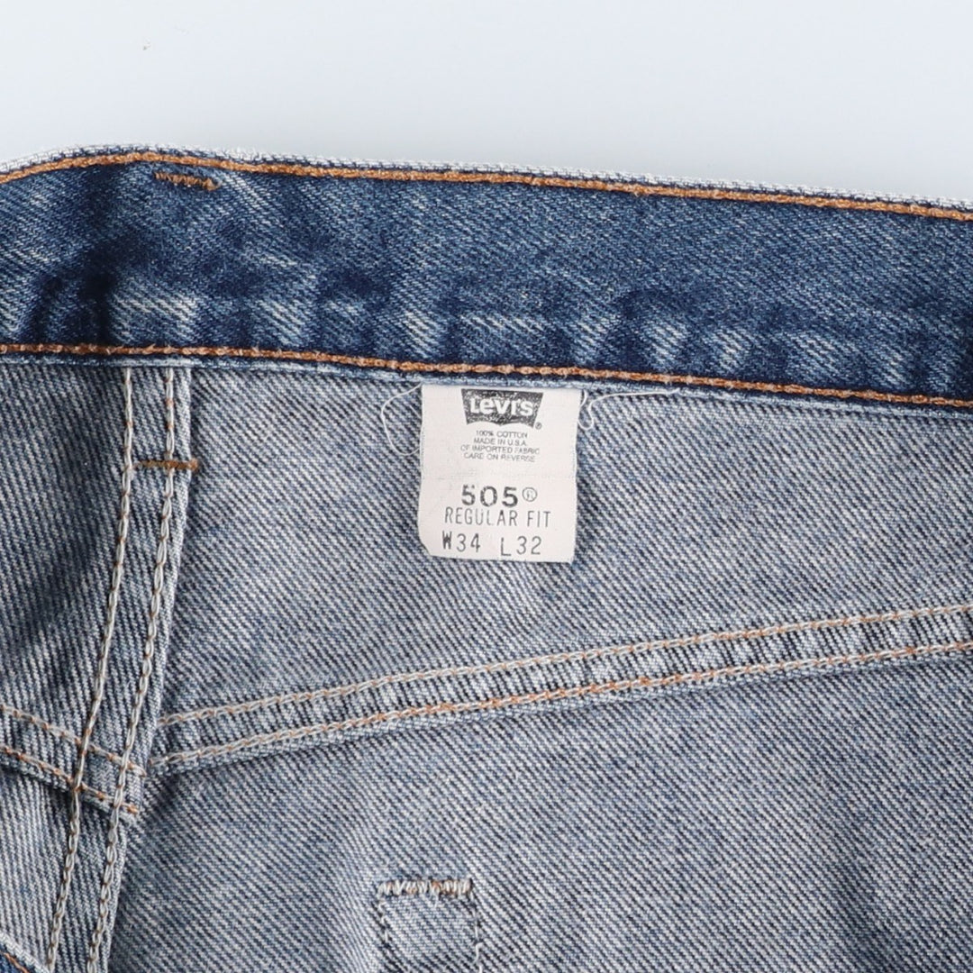 00'S Levi's 505 REGULAR FIT tapered denim pants made in USA, men's size w34 cotton blue type Vintage Second Hand