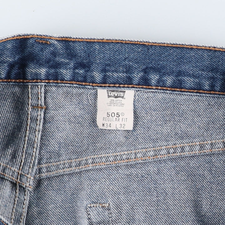 00'S Levi's 505 REGULAR FIT tapered denim pants made in USA, men's size w34 cotton blue type Vintage Second Hand