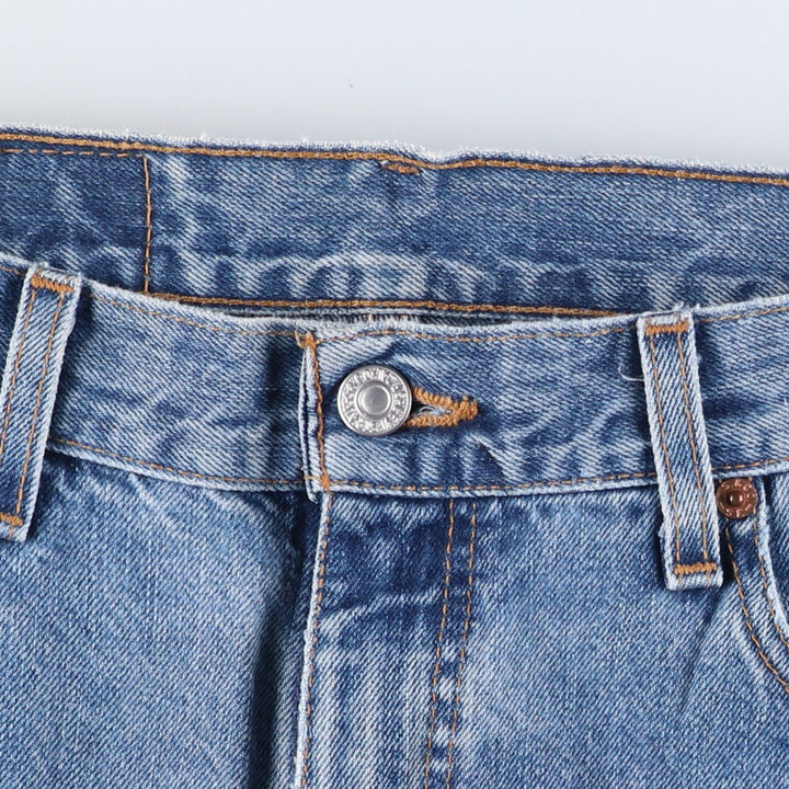 00'S Levi's 505 REGULAR FIT STRAIGHT LEG tapered denim pants made in USA, men's size w34 cotton blue type Vintage Second Hand