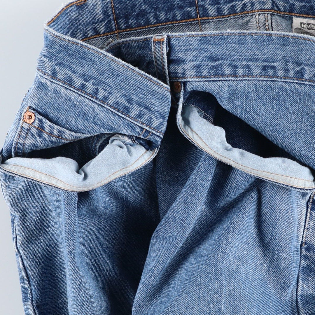 00'S Levi's 505 REGULAR FIT STRAIGHT LEG tapered denim pants made in USA, men's size w34 cotton blue type Vintage Second Hand