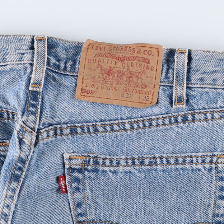 00'S Levi's 505 REGULAR FIT STRAIGHT LEG tapered denim pants made in USA, men's size w32 cotton blue type Vintage Second Hand