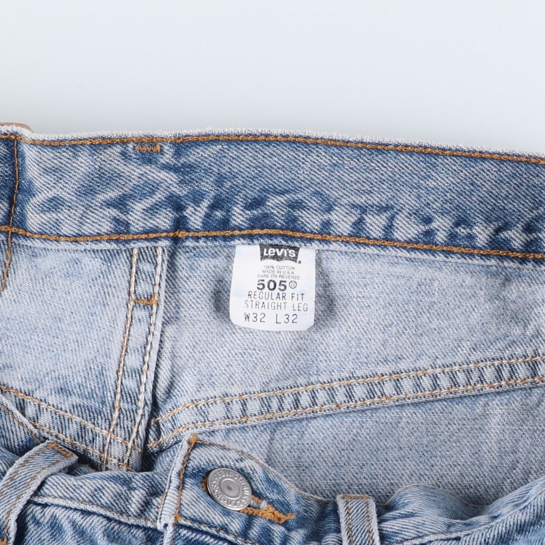 00'S Levi's 505 REGULAR FIT STRAIGHT LEG tapered denim pants made in USA, men's size w32 cotton blue type Vintage Second Hand