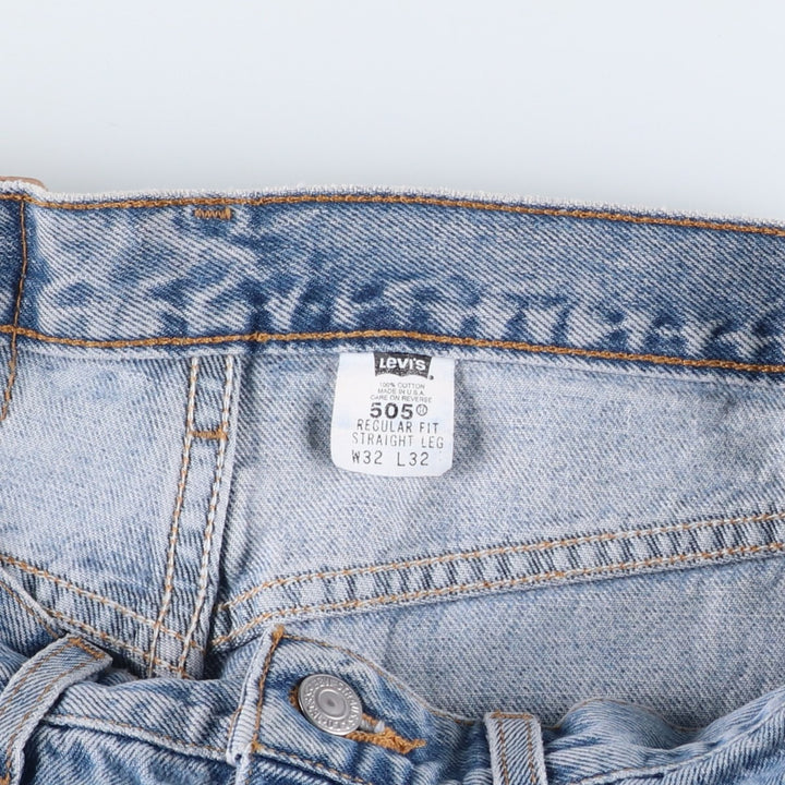00'S Levi's 505 REGULAR FIT STRAIGHT LEG tapered denim pants made in USA, men's size w32 cotton blue type Vintage Second Hand