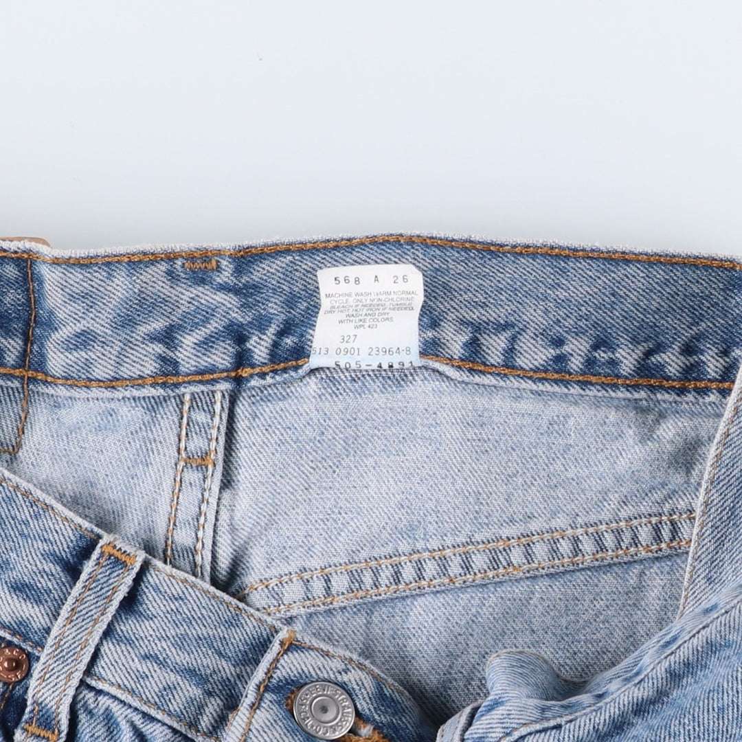 00'S Levi's 505 REGULAR FIT STRAIGHT LEG tapered denim pants made in USA, men's size w32 cotton blue type Vintage Second Hand