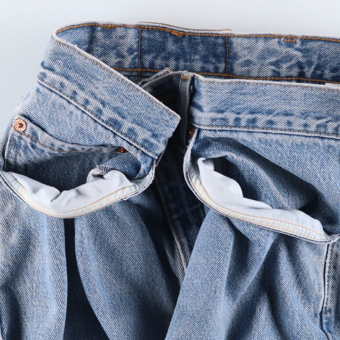 00'S Levi's 505 REGULAR FIT STRAIGHT LEG tapered denim pants made in USA, men's size w32 cotton blue type Vintage Second Hand