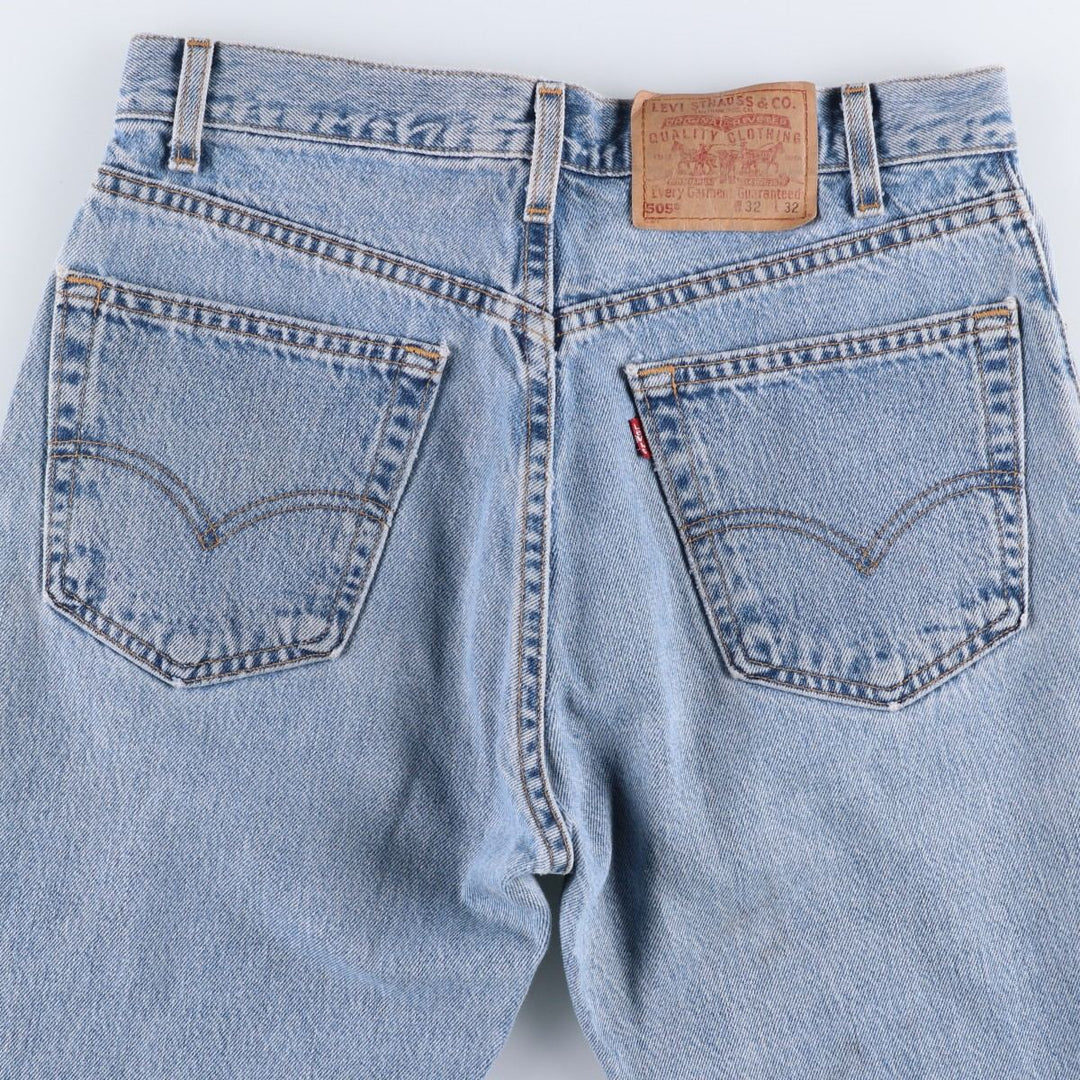 00'S Levi's 505 REGULAR FIT STRAIGHT LEG tapered denim pants made in USA, men's size w32 cotton blue type Vintage Second Hand