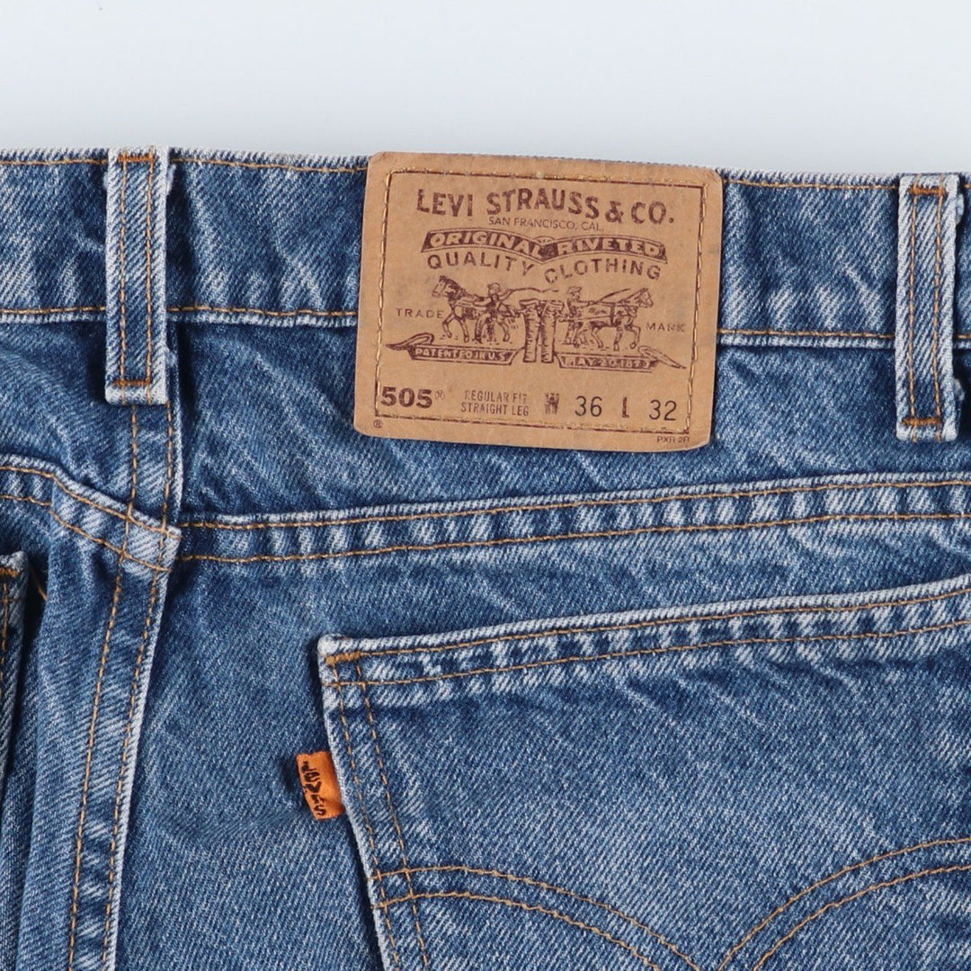 Levi's 505 Regular Fit Straight Leg Orange Tab Tapered Denim Pants, Men's W35 (approx.) unclear blue type Vintage Second Hand