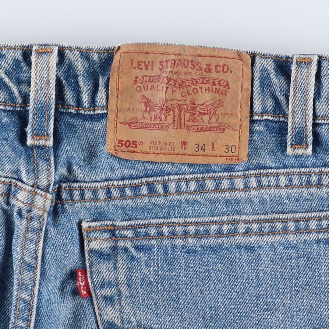 1990'S Levi's 505-4891 Regular Fit Straight Leg Tapered Denim Pants, Made in USA, Men's Size W33 (approx.), Vintage cotton blue type Vintage Second Hand