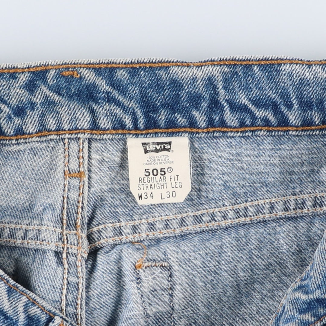 1990'S Levi's 505-4891 Regular Fit Straight Leg Tapered Denim Pants, Made in USA, Men's Size W33 (approx.), Vintage cotton blue type Vintage Second Hand